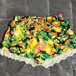 Lulumari Neon Multicolor Abstract Floral Print Shorts